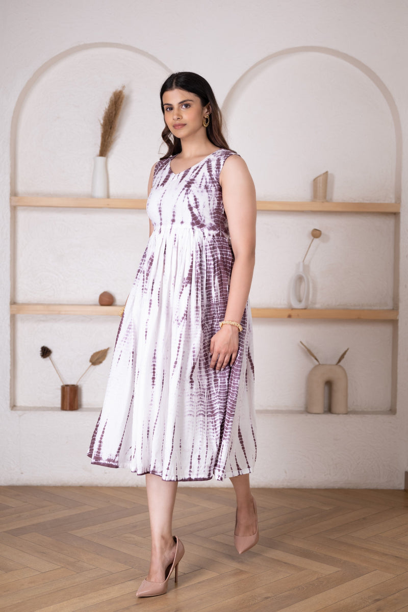 Women's Purple Shibori Dress-Pheeta
