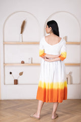 Women's Orange and Yellow Tie-Dye Dress-Pheeta