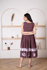 Women's Brown Tie-Dye Dress -Pheeta