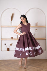 Women's Brown Tie-Dye Dress -Pheeta