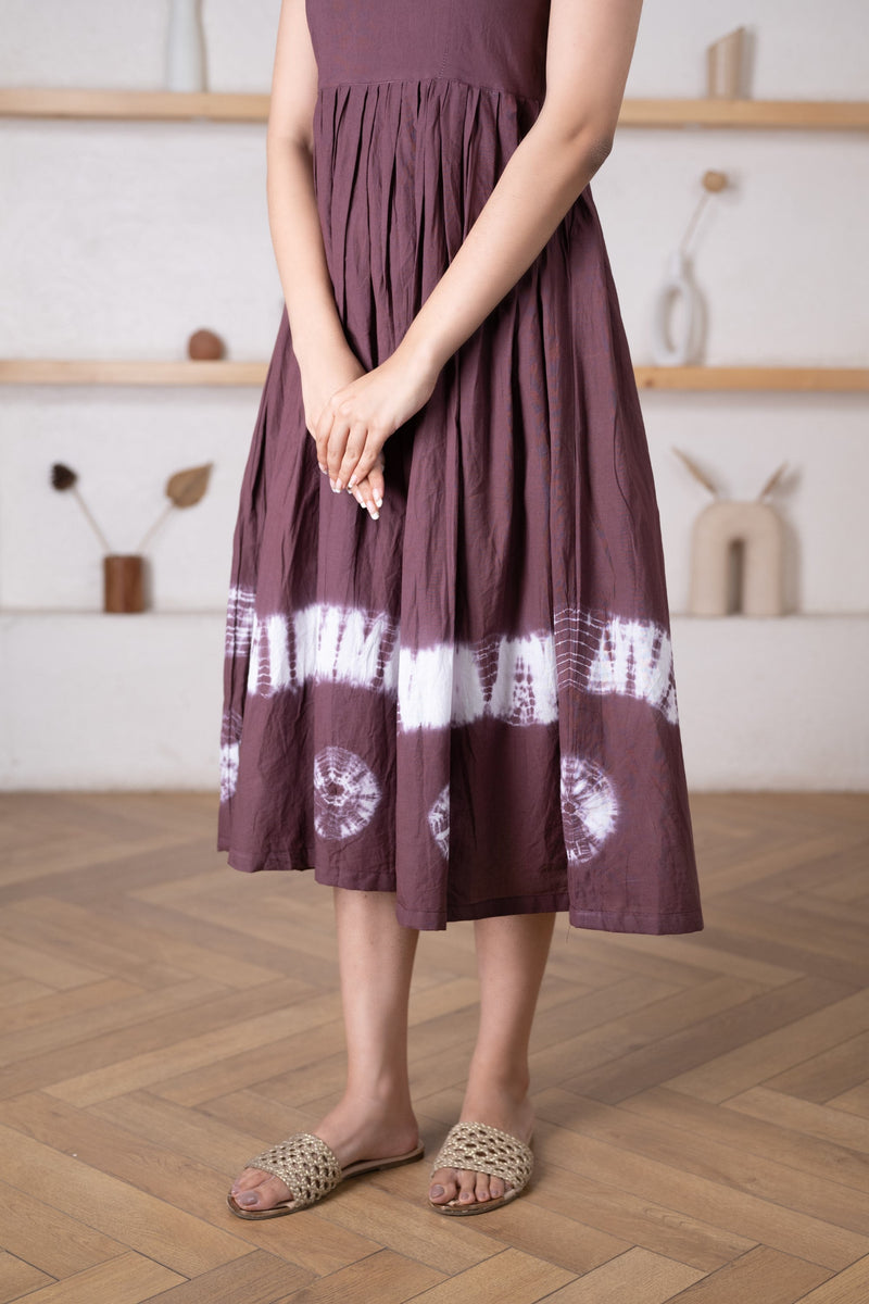 Women's Brown Tie-Dye Dress -Pheeta