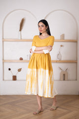 Women's Yellow Shibori Dress-Pheeta