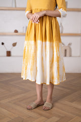 Women's Yellow Shibori Dress-Pheeta