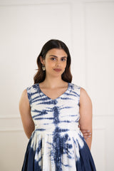 Women's Blue Tie-Dye Dress-Pheeta