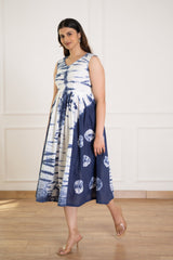 Women's Blue Tie-Dye Dress-Pheeta