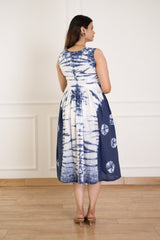 Women's Blue Tie-Dye Dress-Pheeta
